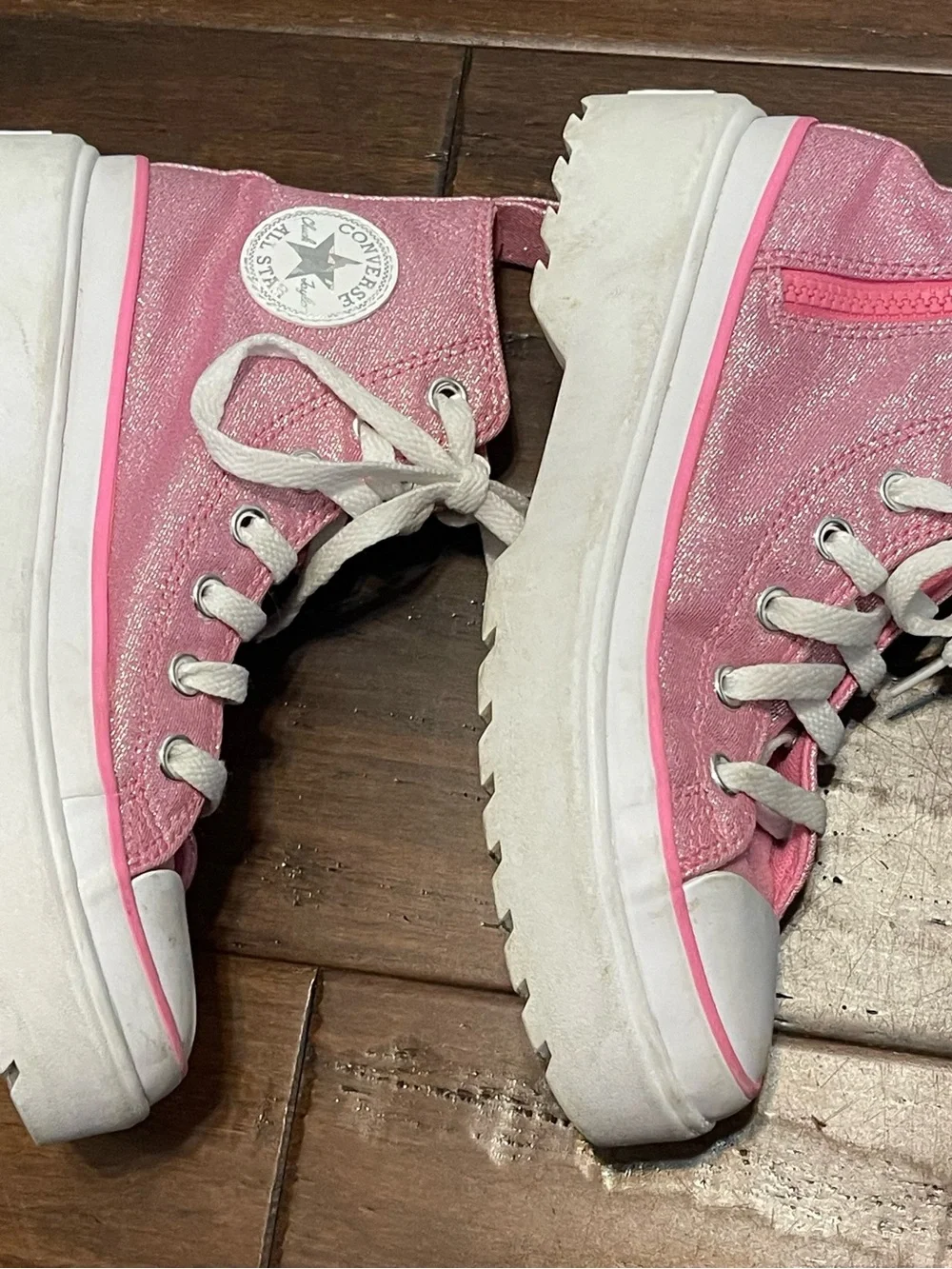 Converse Pink Glitter Platform High Tops